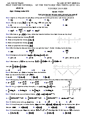 Đề thi THPT Quốc gia môn Toán - Đề số 90 - Năm học 2019-2020 - Lê Nguyên Thạch (Có đáp án)
